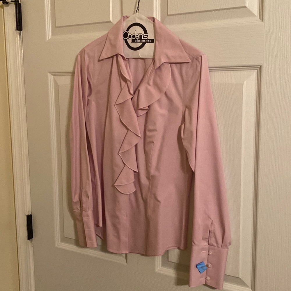 Brooks Brothers ruffle button down pink size 4 like new